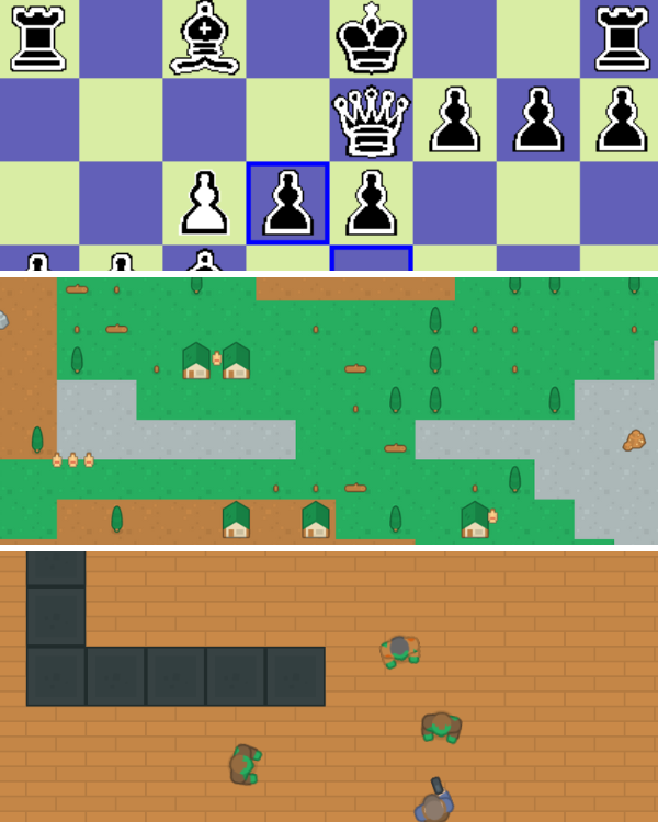 Screenshot showcasing Chess AI and Squad AI in action