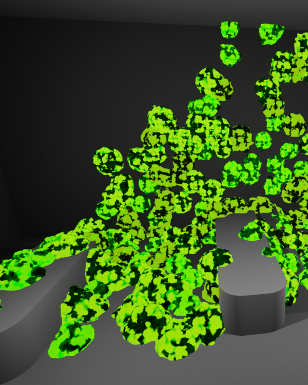 Screenshot of the Miasma System's pulsating, organic particle effects in Unreal Engine